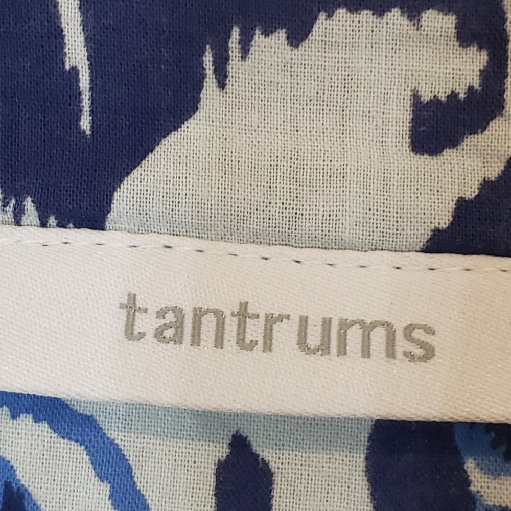 Tantrums Embroidered Cotton Tunic Split V Neck Paisley Print Blue White Size XXL - Picture 5 of 12